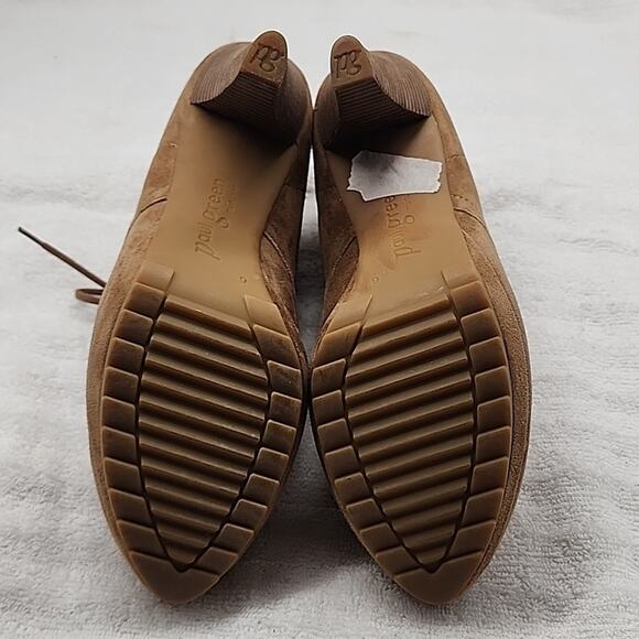 PAUL GREEN HAVANA SUEDE STACKED HEEL LACE-UP TAN ANKLE BOOTIES WOMENS SIZE 8.5 - Picture 13 of 16